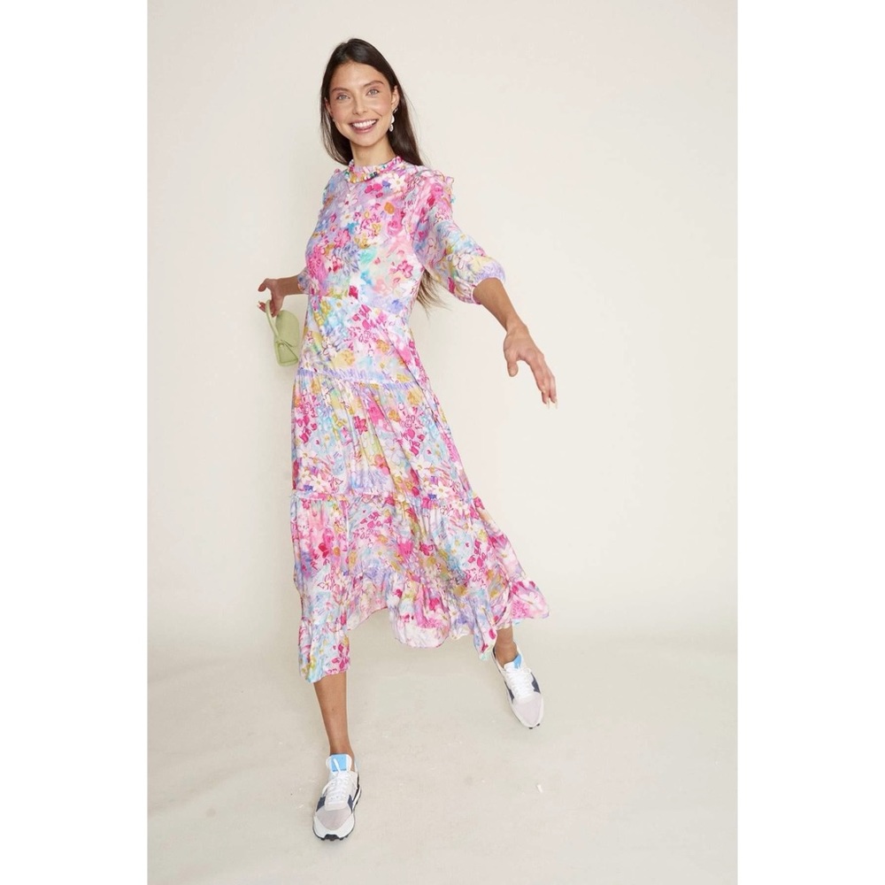 RIXO Monet Spring Meadow Midaxi Dress Size M